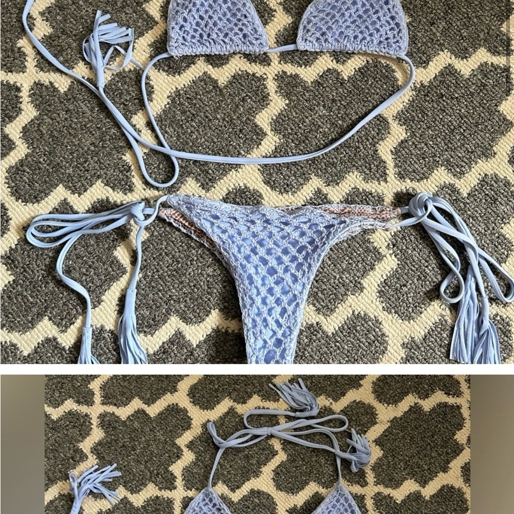 Light Blue Crochet Bikini Set